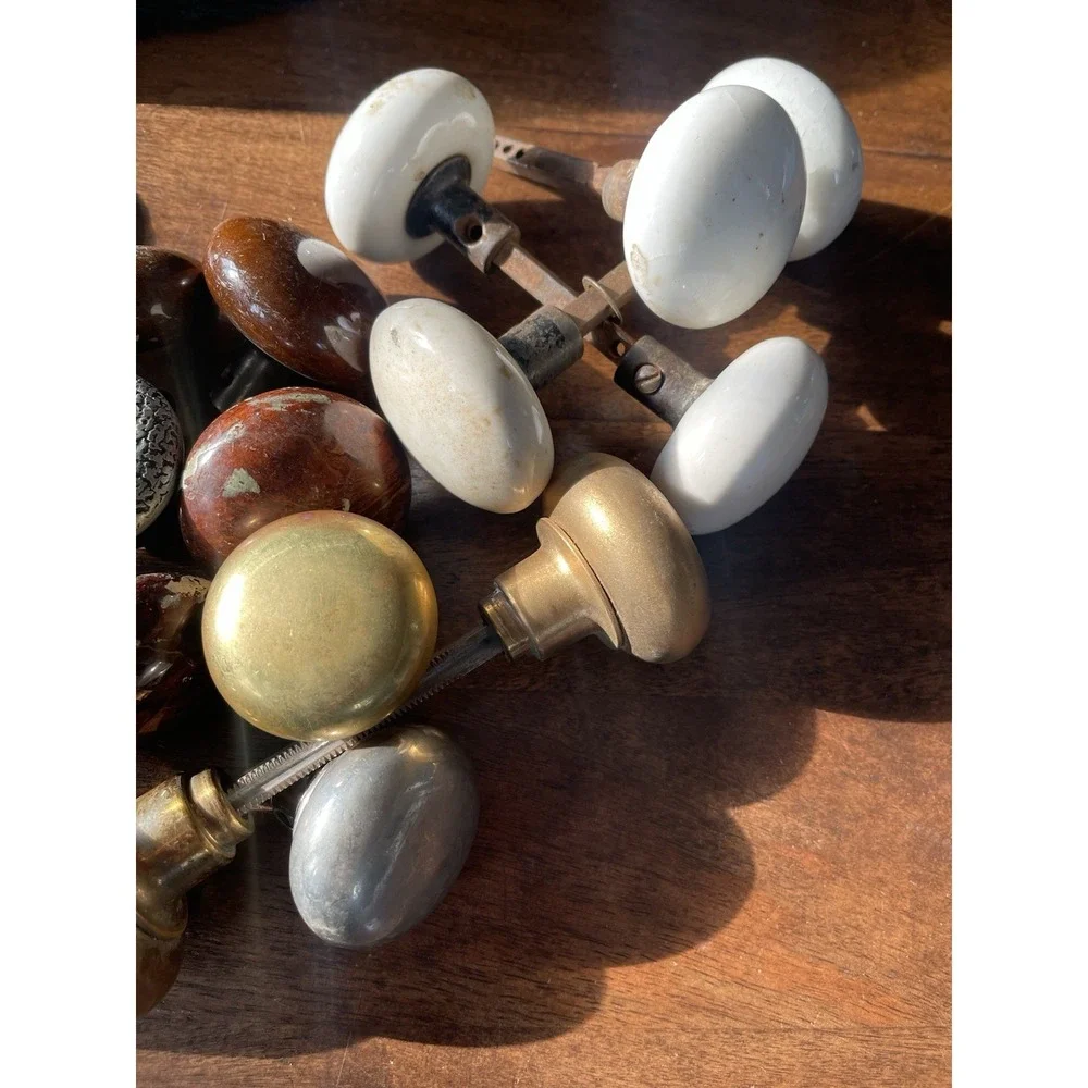 23 Antique Vintage Door Knobs + 12 Parts Porcelain Brass Architectural Salvage